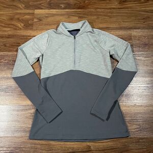 Under Armour Cold Gear Fitted Gray 1/4 Zip Mock Neck Pullover Sweater Womens S